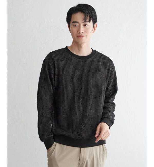 ikka「ビッグワッフルクルーネックプルオーバー」|パーカー|
