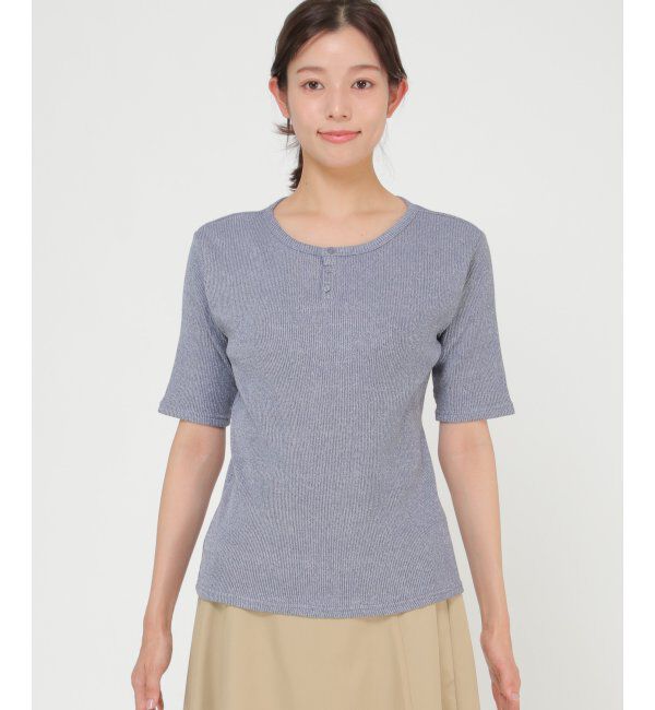 Lbc with Life「メランジリブ5分袖tee」|Tシャツ・カットソー|