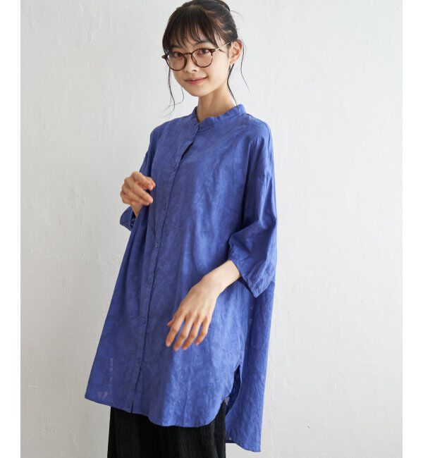 Lbc with Life「ジャカードロングシャツ」|シャツ・ブラウス|ブルー