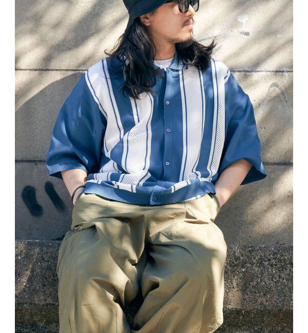 VENCE share style「ストライプケンシュクニットシャツ」|Tシャツ・カットソー|