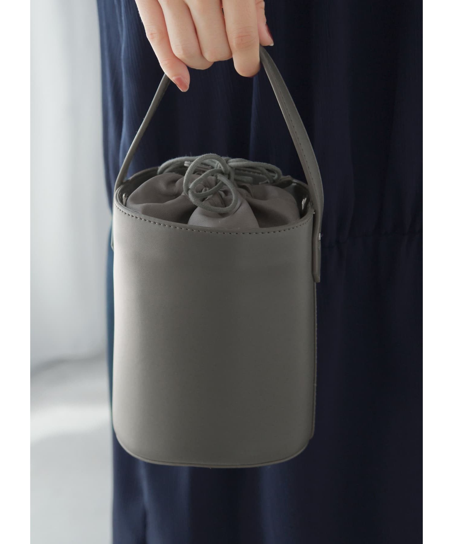 STYLE DELI「2WAY筒形スモールバケツバッグ」|ハンドバッグ|グレー