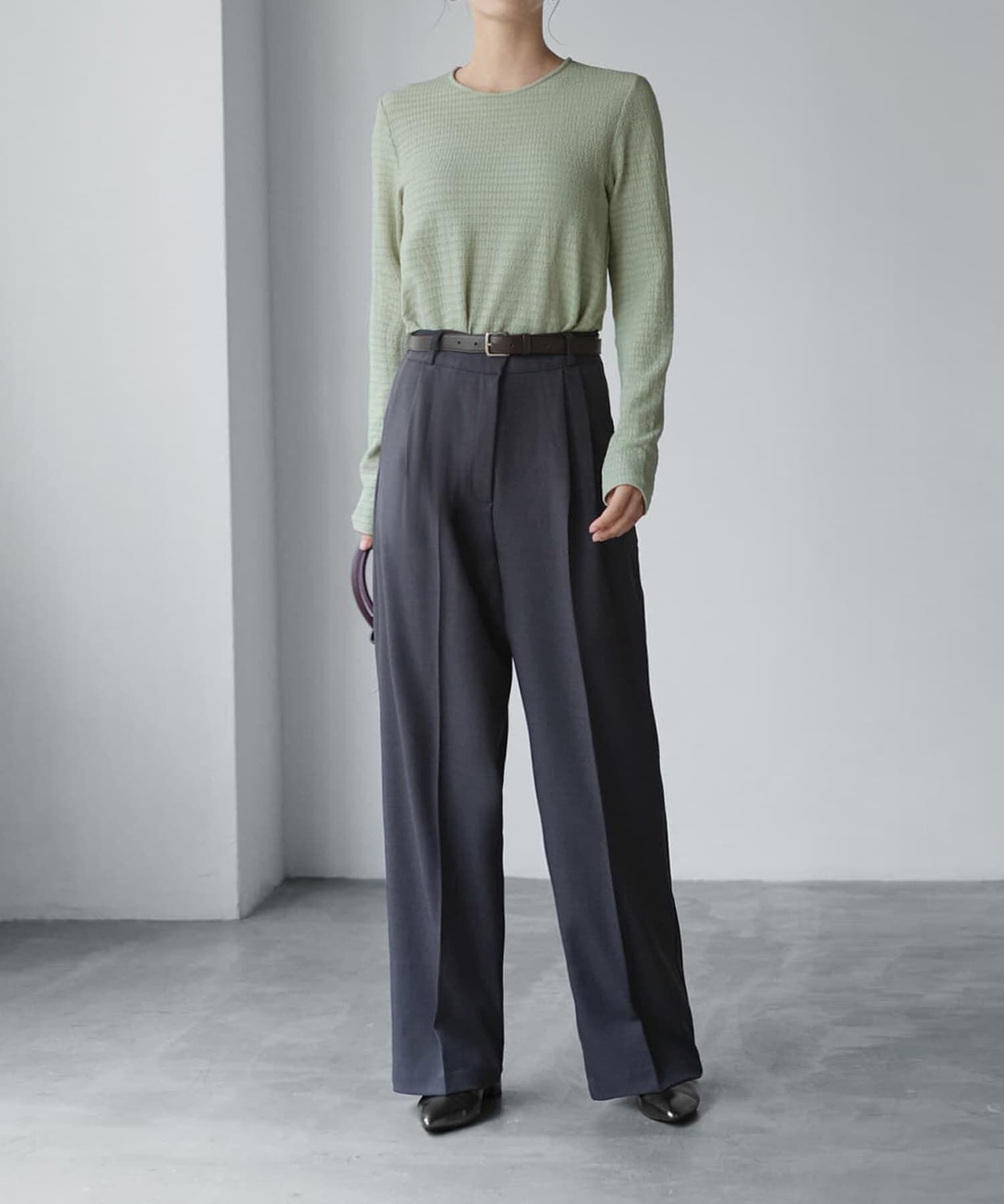 STYLE DELI「凹凸生地の長袖カットソートップス」|Tシャツ・カットソー|