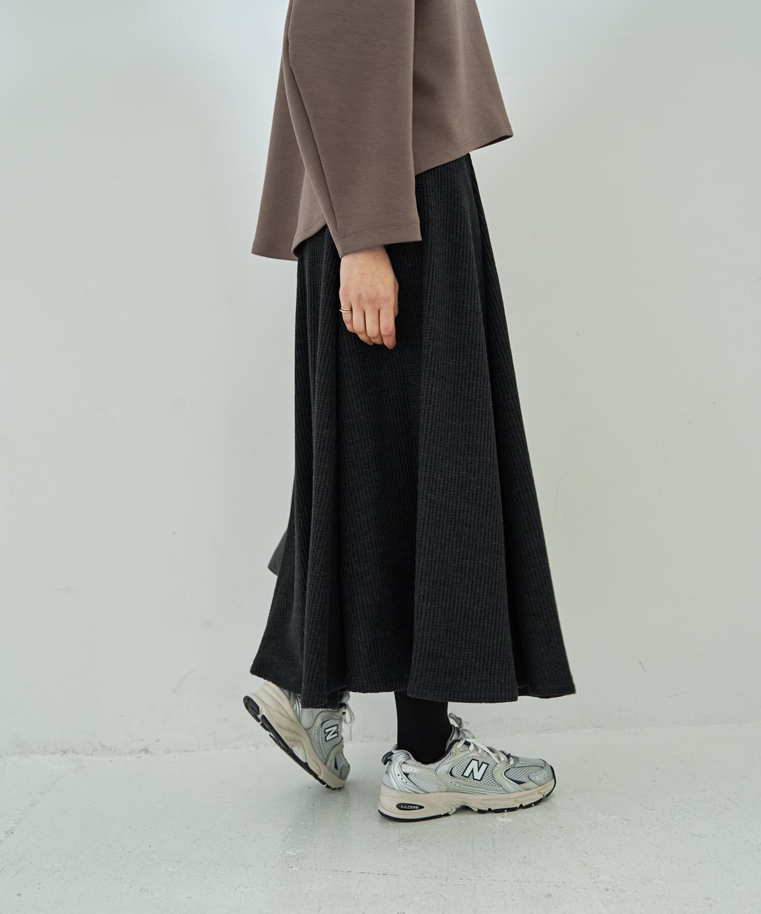 STYLE DELI「【Made in JAPAN】ニット調ワッフルロングフレアスカート」|スカート|