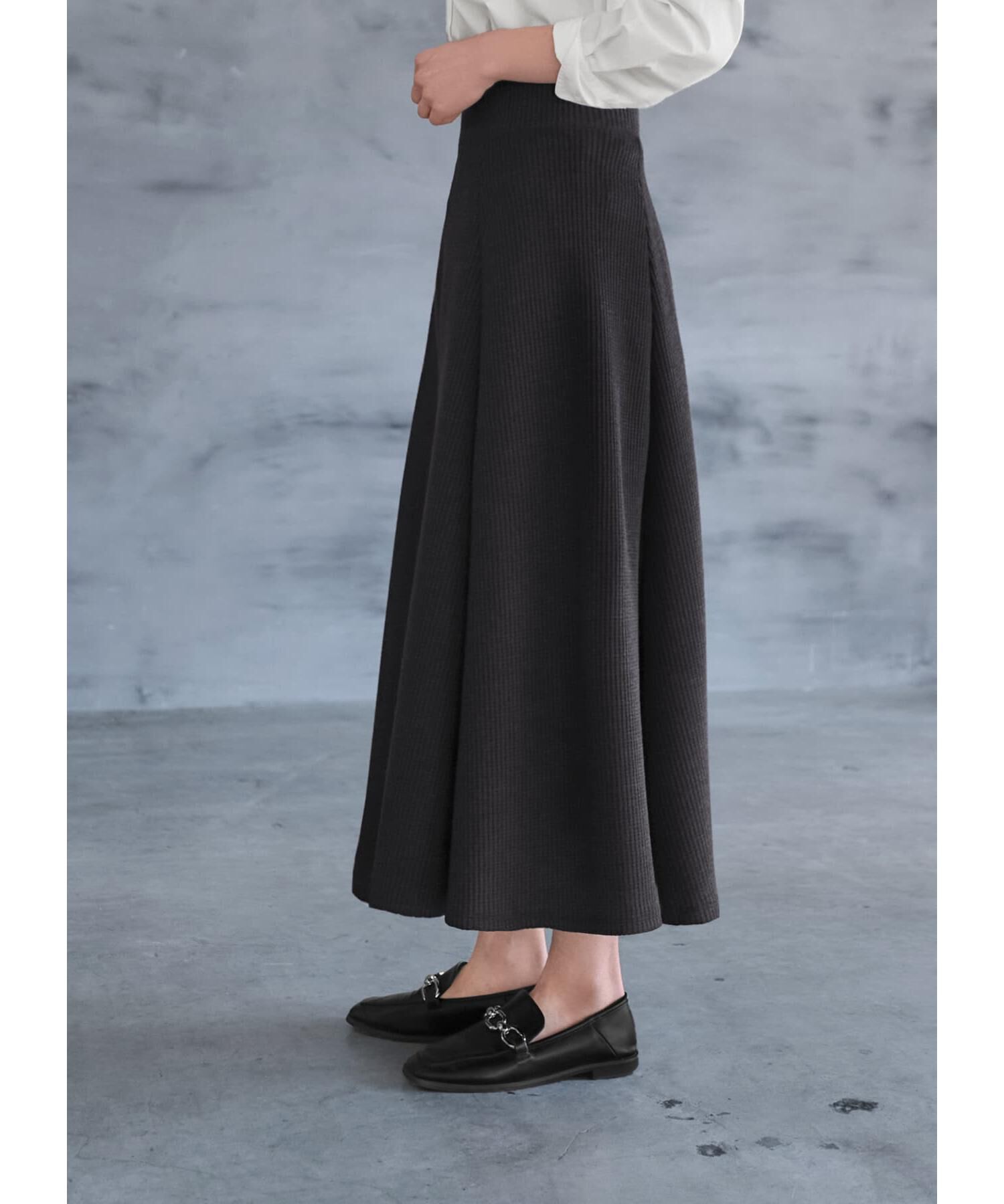 STYLE DELI「【Made in JAPAN】ニット調ワッフルロングフレアスカート」|スカート|