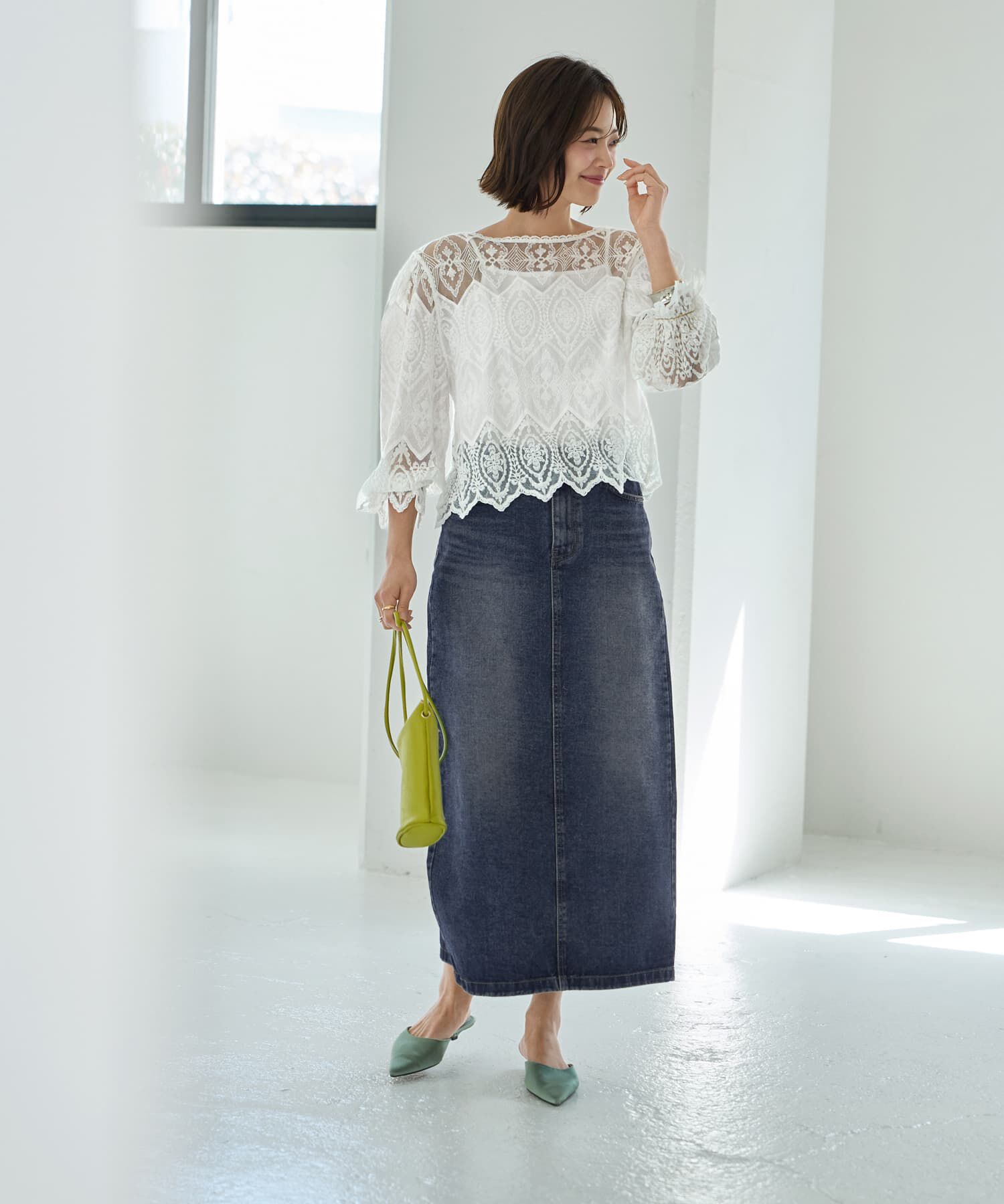 STYLE DELI「ミックスレースのプルオーバーブラウス」|シャツ・ブラウス|