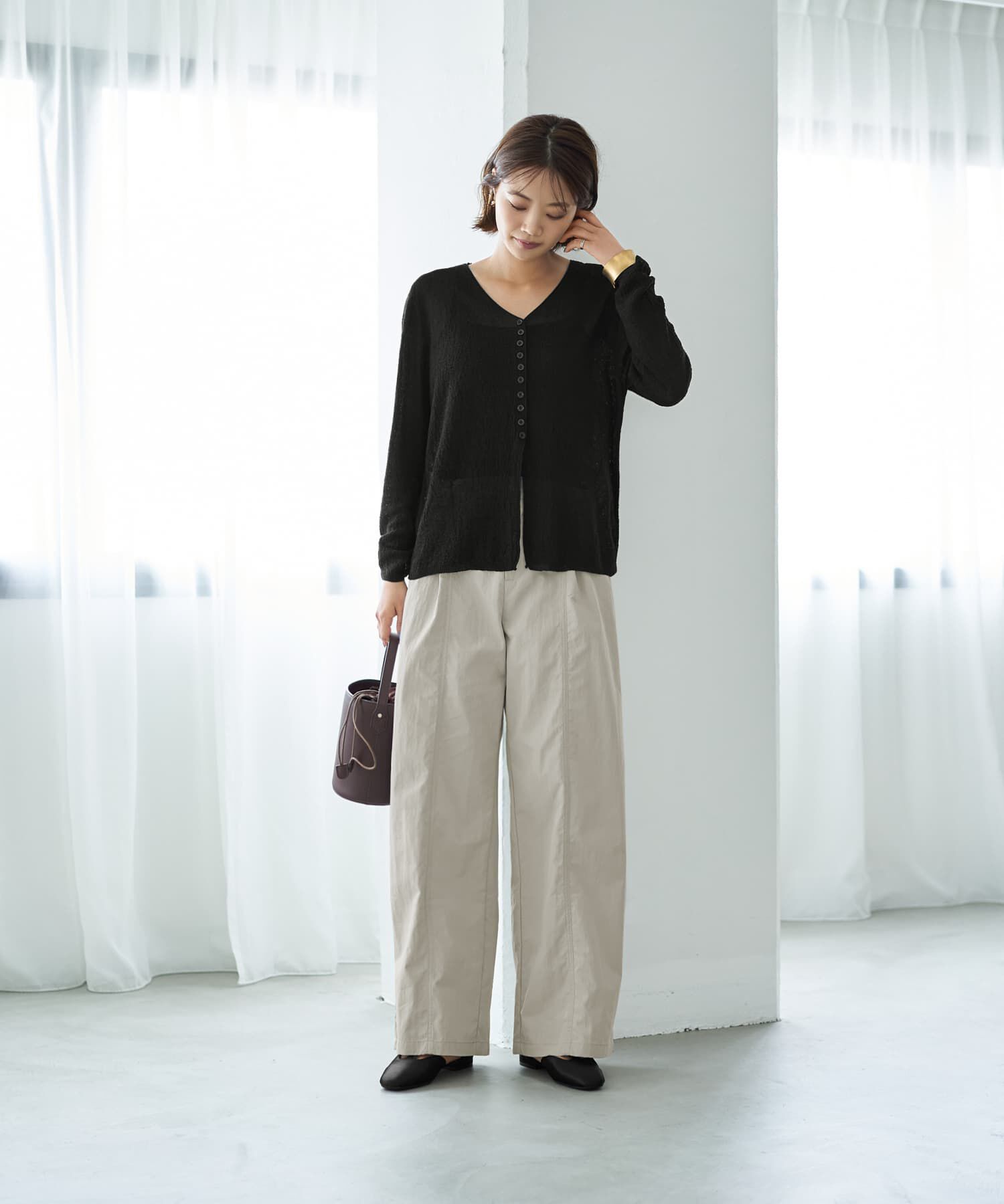 STYLE DELI「ボタン寄せニュアンス質感カーディガン」|カーディガン|