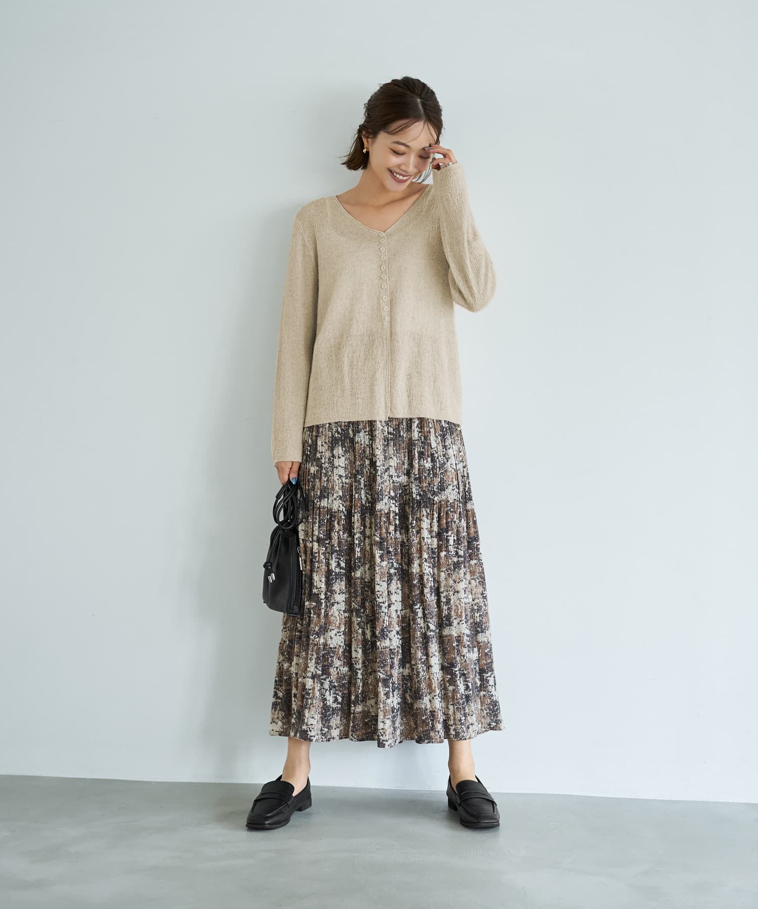 STYLE DELI「ボタン寄せニュアンス質感カーディガン」|カーディガン|