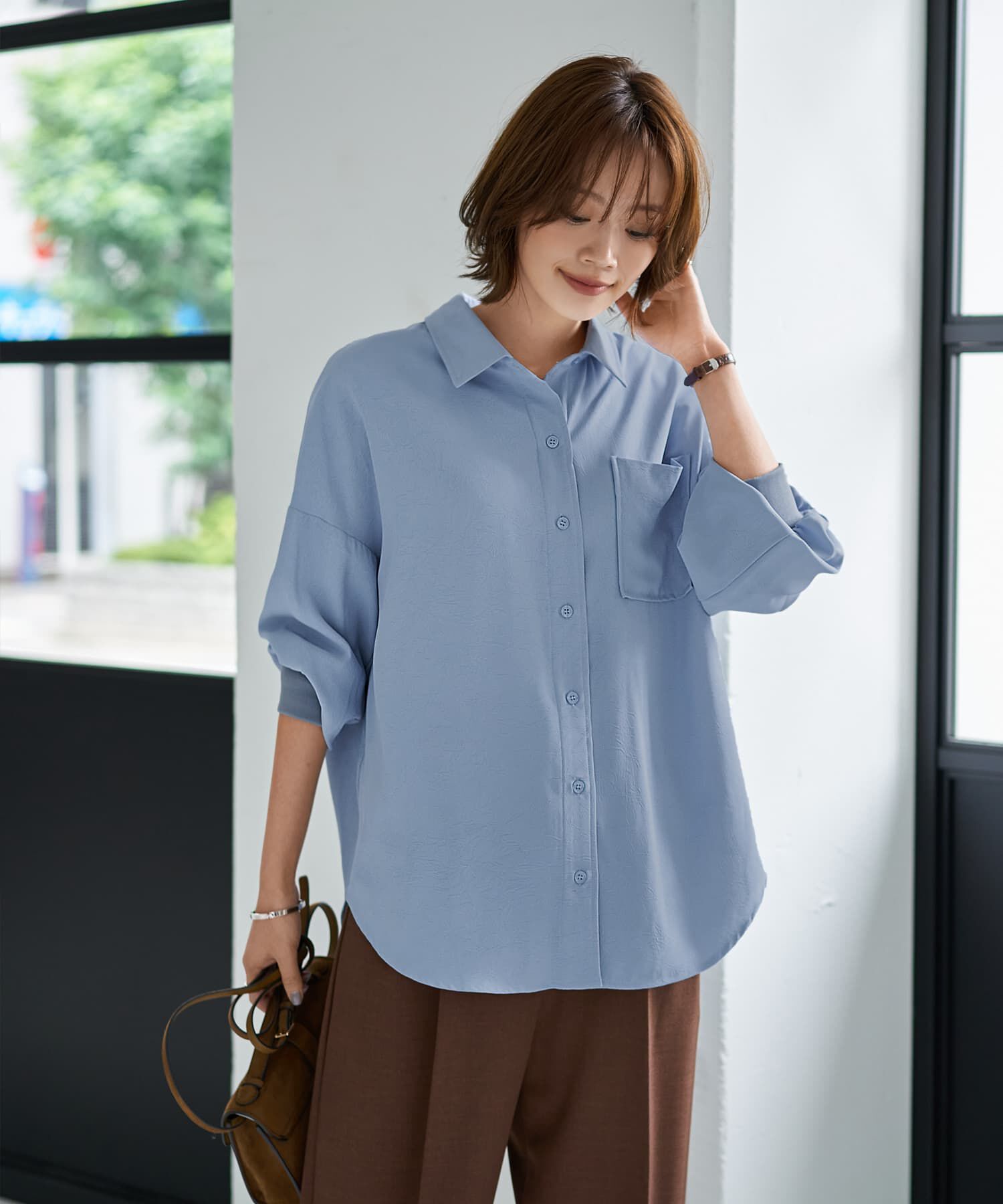 STYLE DELI「シワFREEスルスル袖リブシャツ」|シャツ・ブラウス|