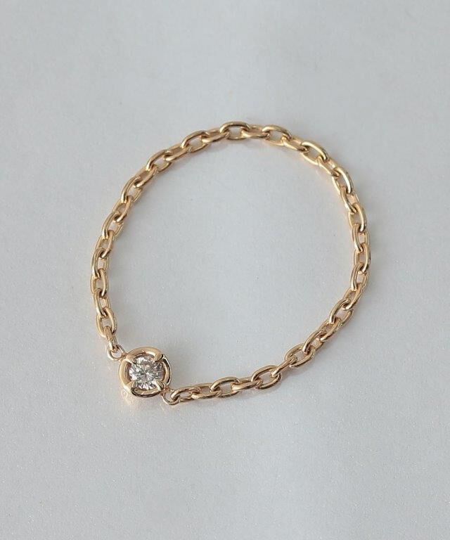  「Fri K10 一粒 ダイヤモンド チェーンリング」|リング|クリア