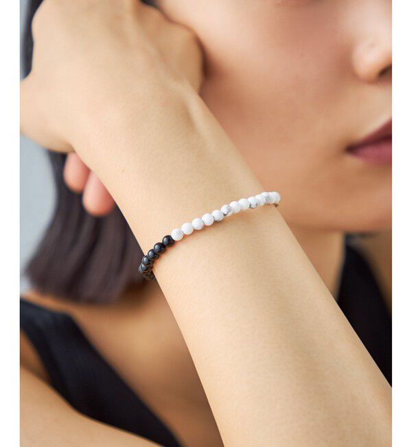 Jouete「[スライドブレス] ブラックカルセドニー&times;マグネサイト」|ブレスレット・バングル|