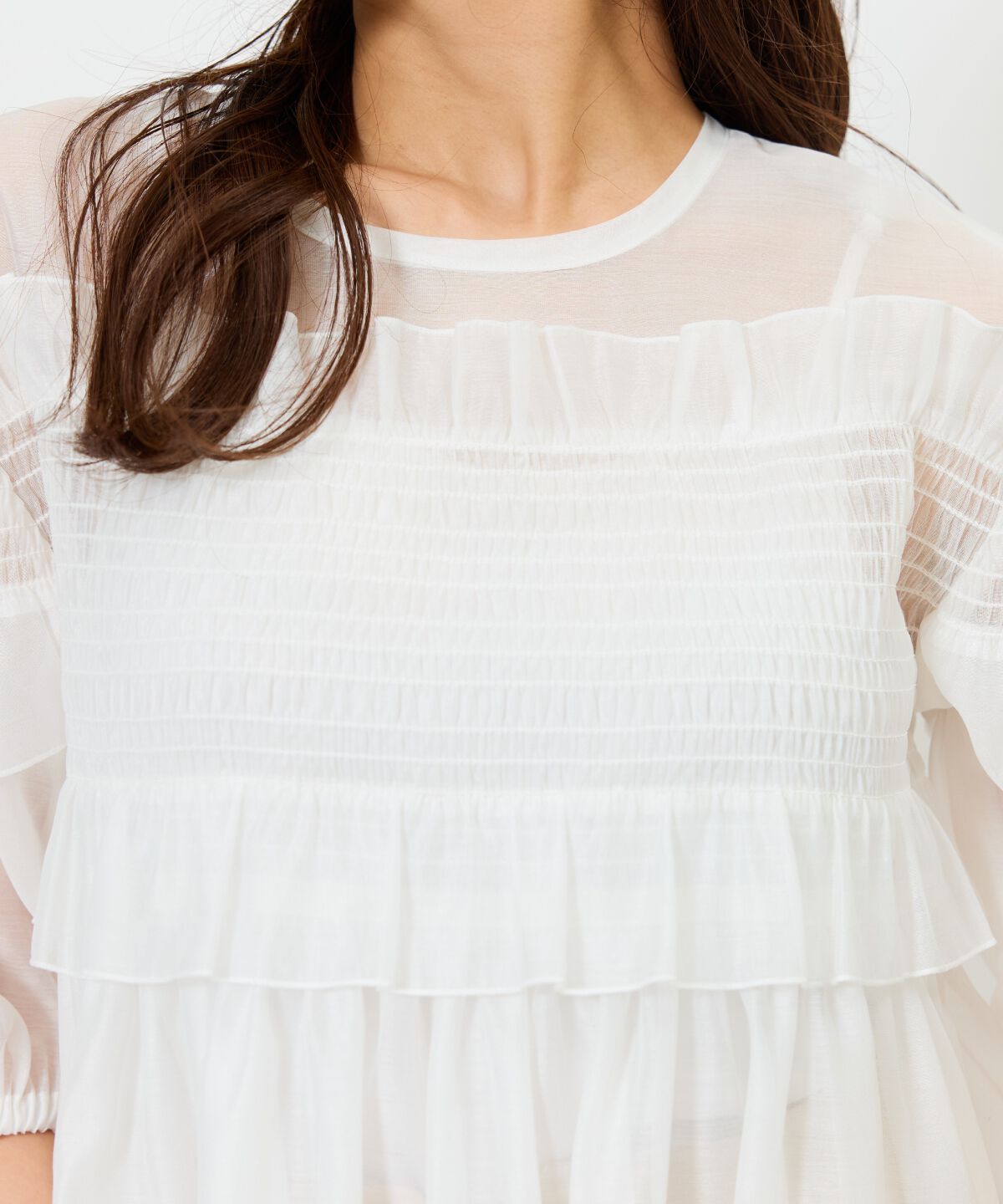 アンドクチュール「シアーシャーリングフリルブラウス」|シャツ・ブラウス|