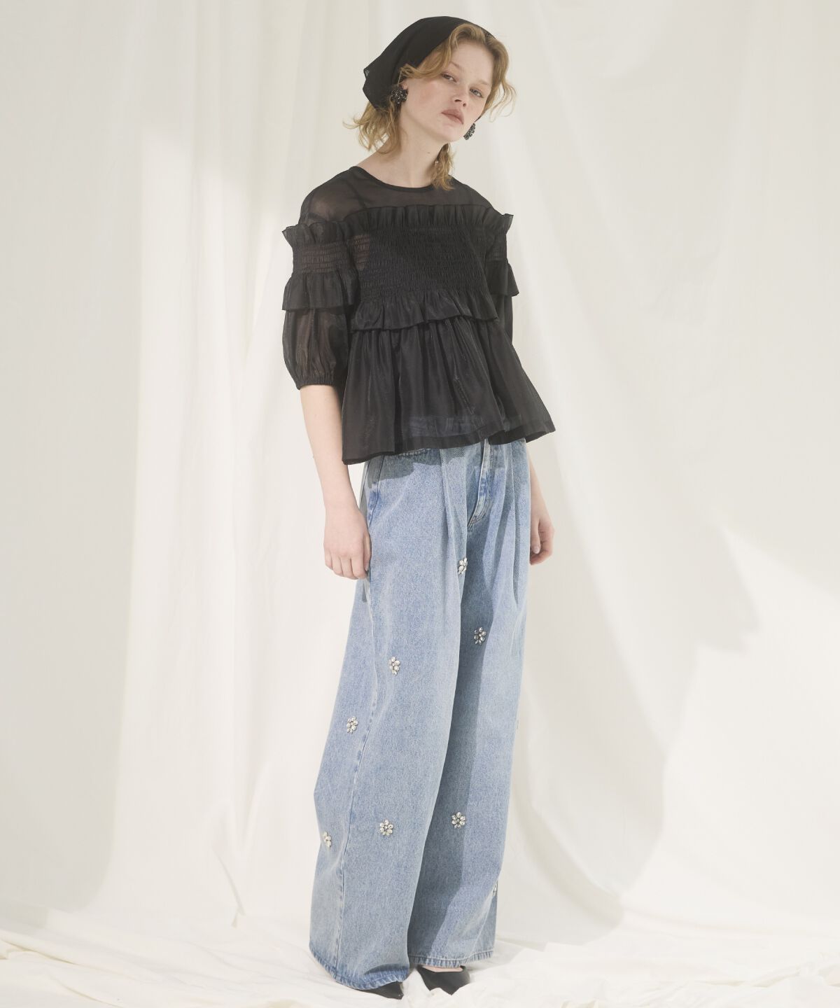 アンドクチュール「シアーシャーリングフリルブラウス」|シャツ・ブラウス|