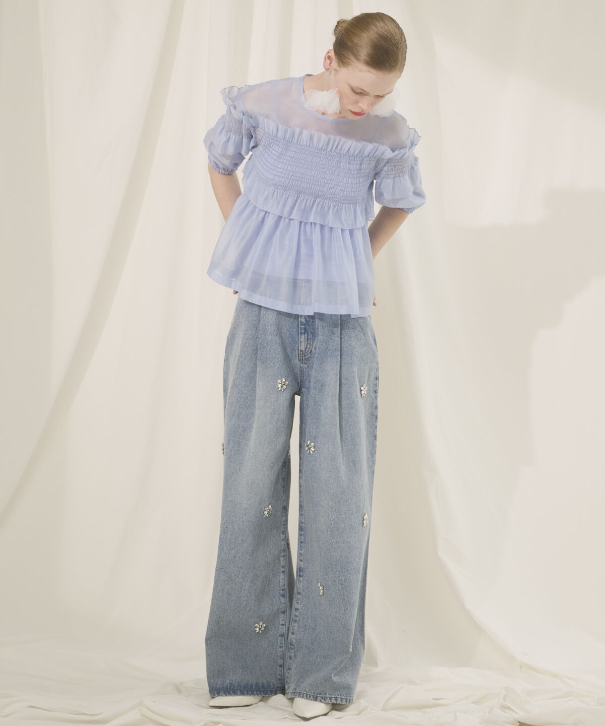 アンドクチュール「シアーシャーリングフリルブラウス」|シャツ・ブラウス|