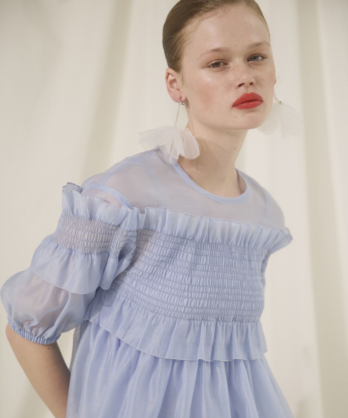 アンドクチュール「シアーシャーリングフリルブラウス」|シャツ・ブラウス|