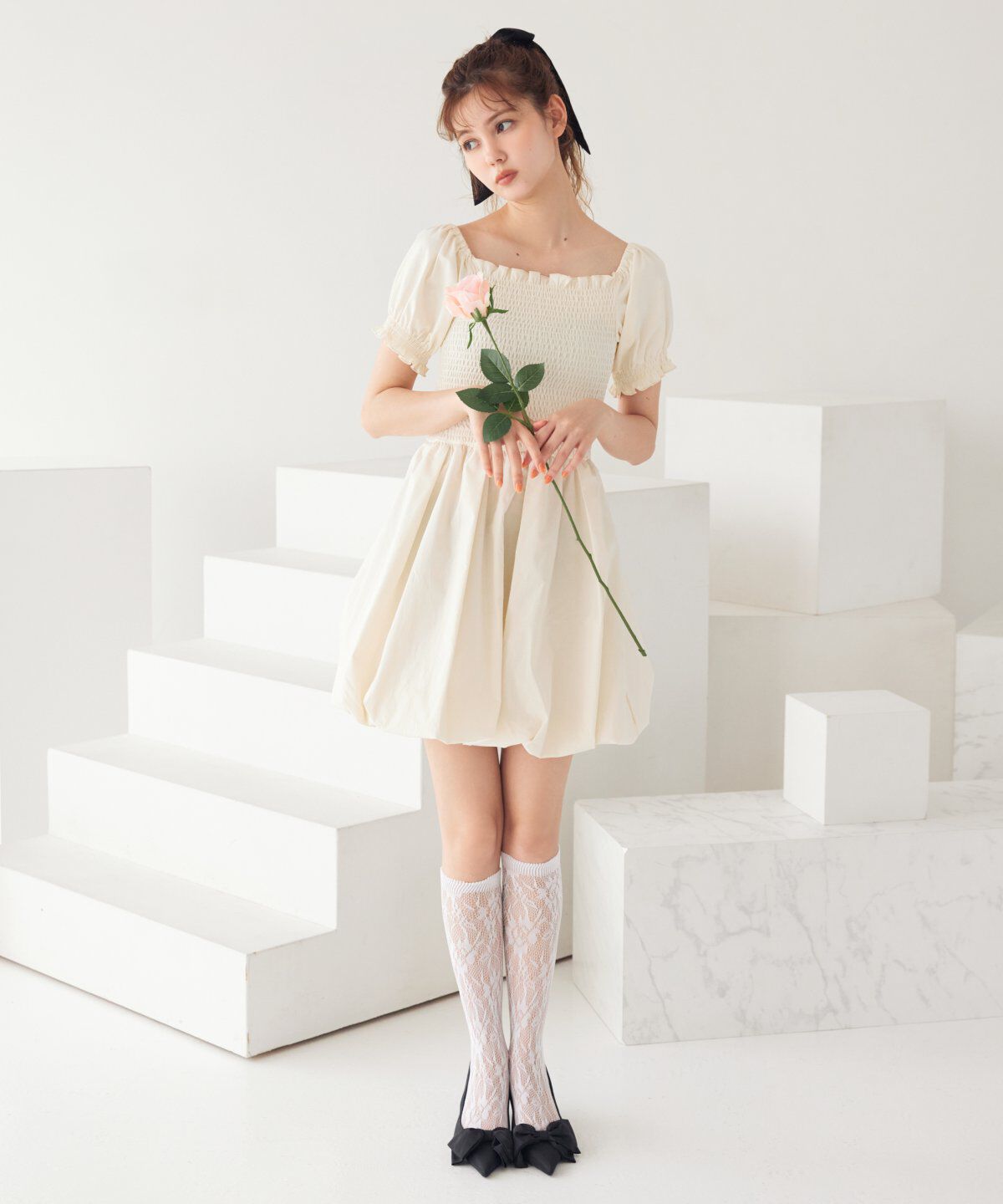 REDYAZEL「シャーリングカットドッキングワンピース」|ワンピース|オフ