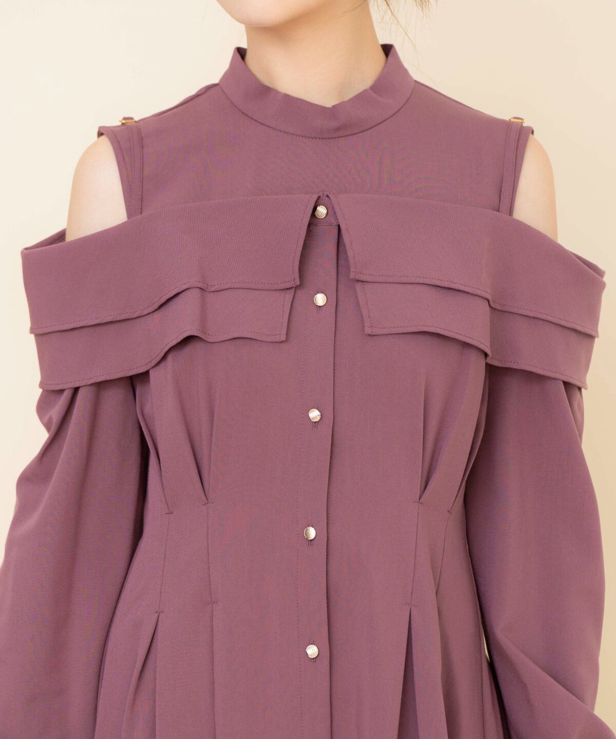 REDYAZEL「オープンショルダーシャツワンピース」|ワンピース|