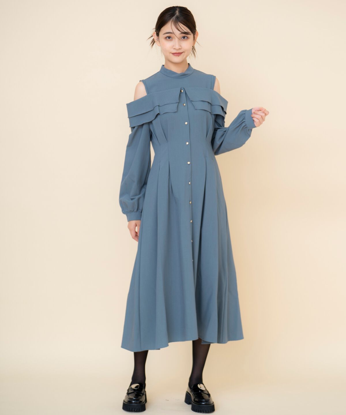 REDYAZEL「オープンショルダーシャツワンピース」|ワンピース|