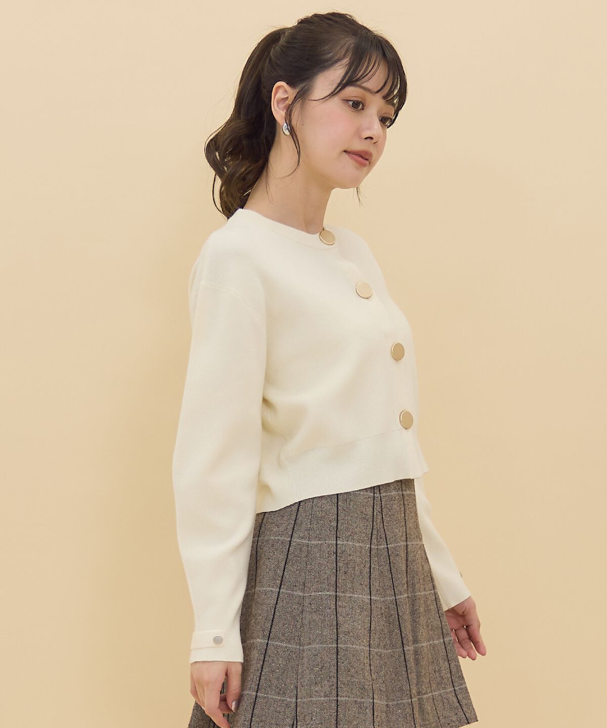 REDYAZEL「ゴールドボタンニットカーディガン」|カーディガン|