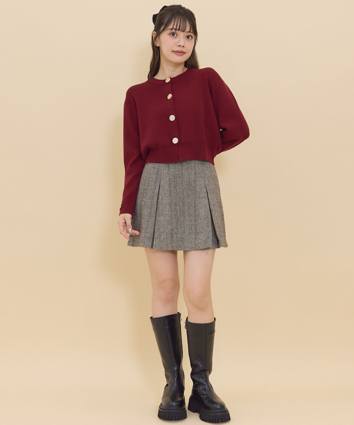 REDYAZEL「ゴールドボタンニットカーディガン」|カーディガン|