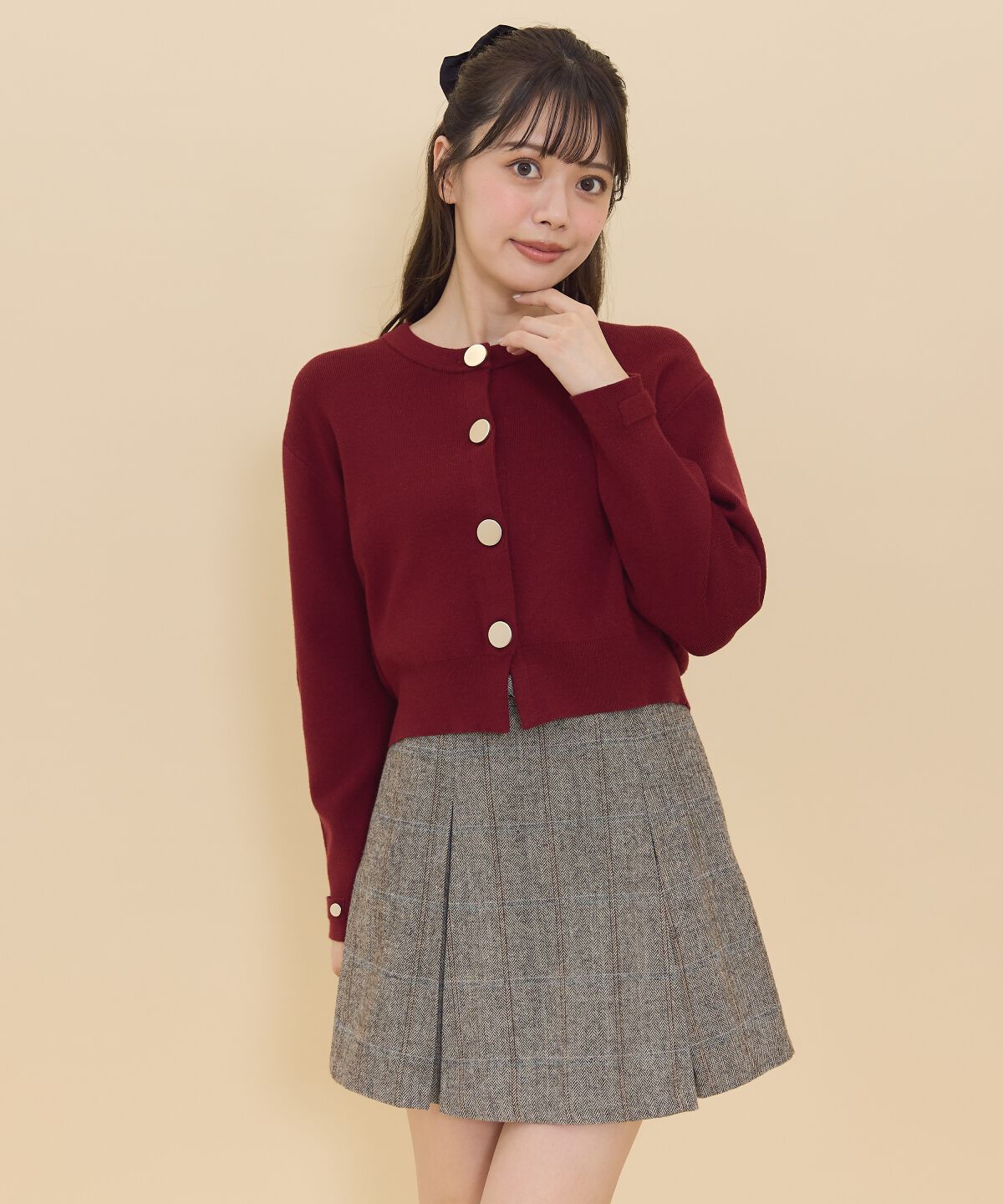 REDYAZEL「ゴールドボタンニットカーディガン」|カーディガン|