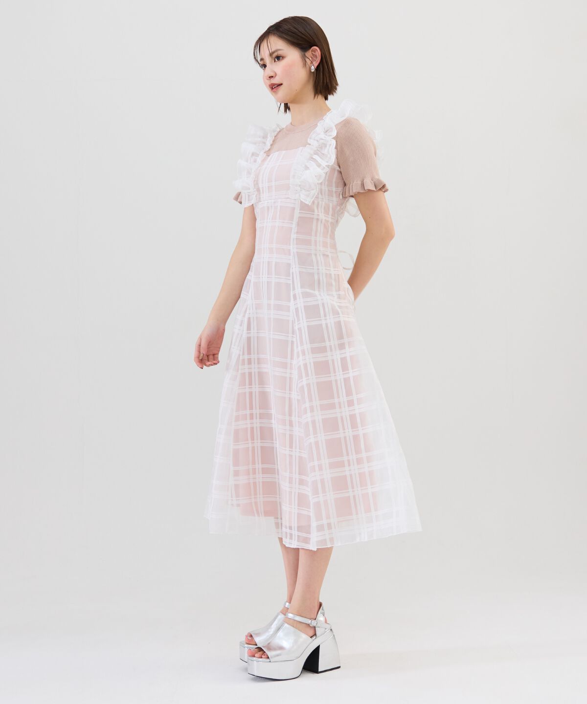 REDYAZEL「ショルダーフリルドッキングワンピース」|ワンピース|