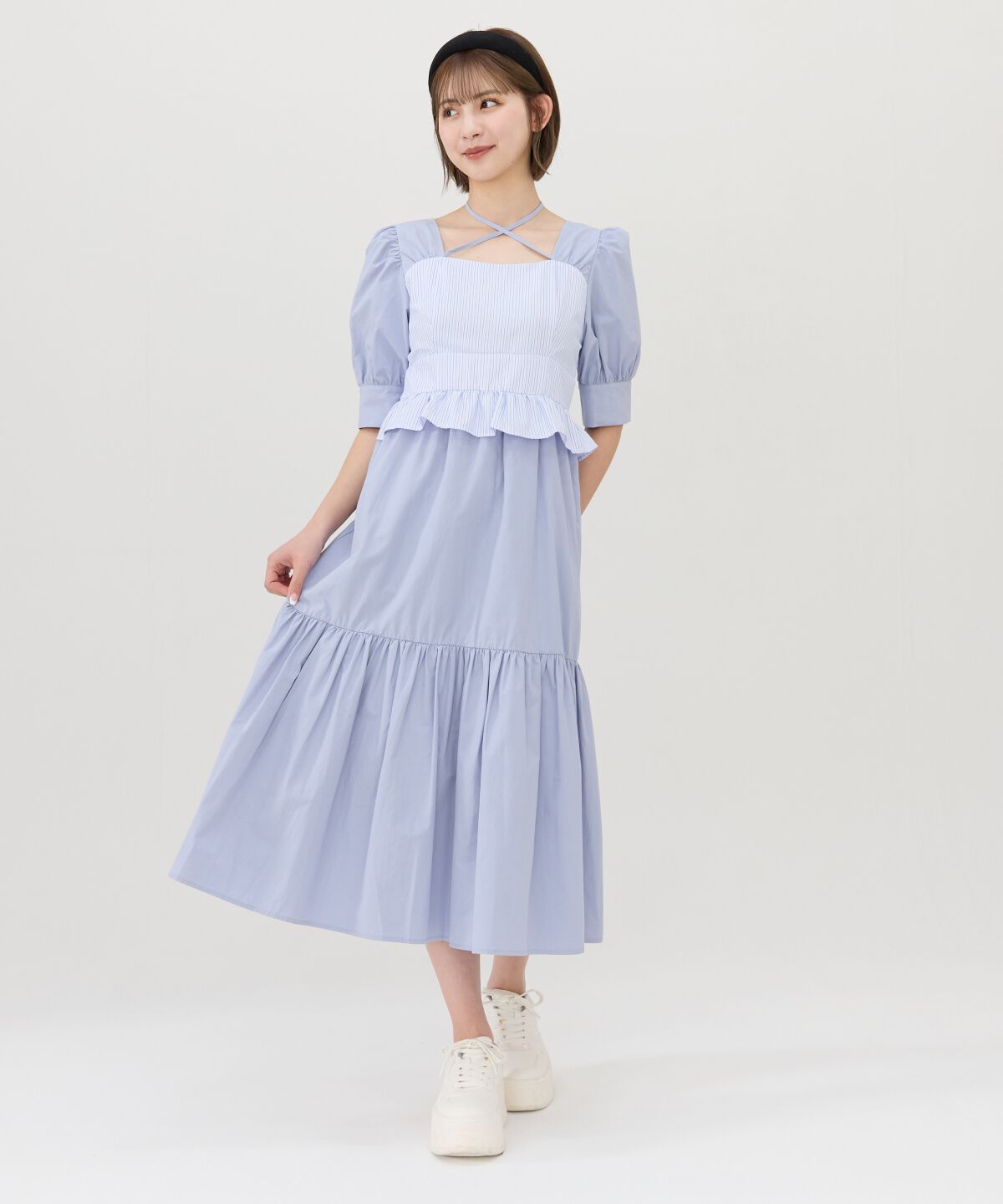 REDYAZEL「ストライプビスチェドッキングワンピース」|ワンピース|