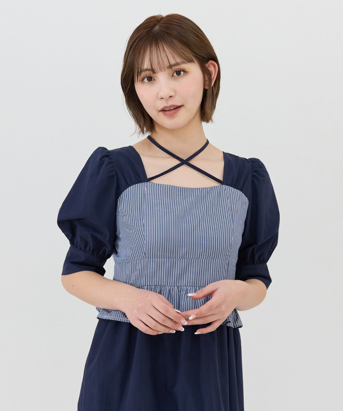 REDYAZEL「ストライプビスチェドッキングワンピース」|ワンピース|