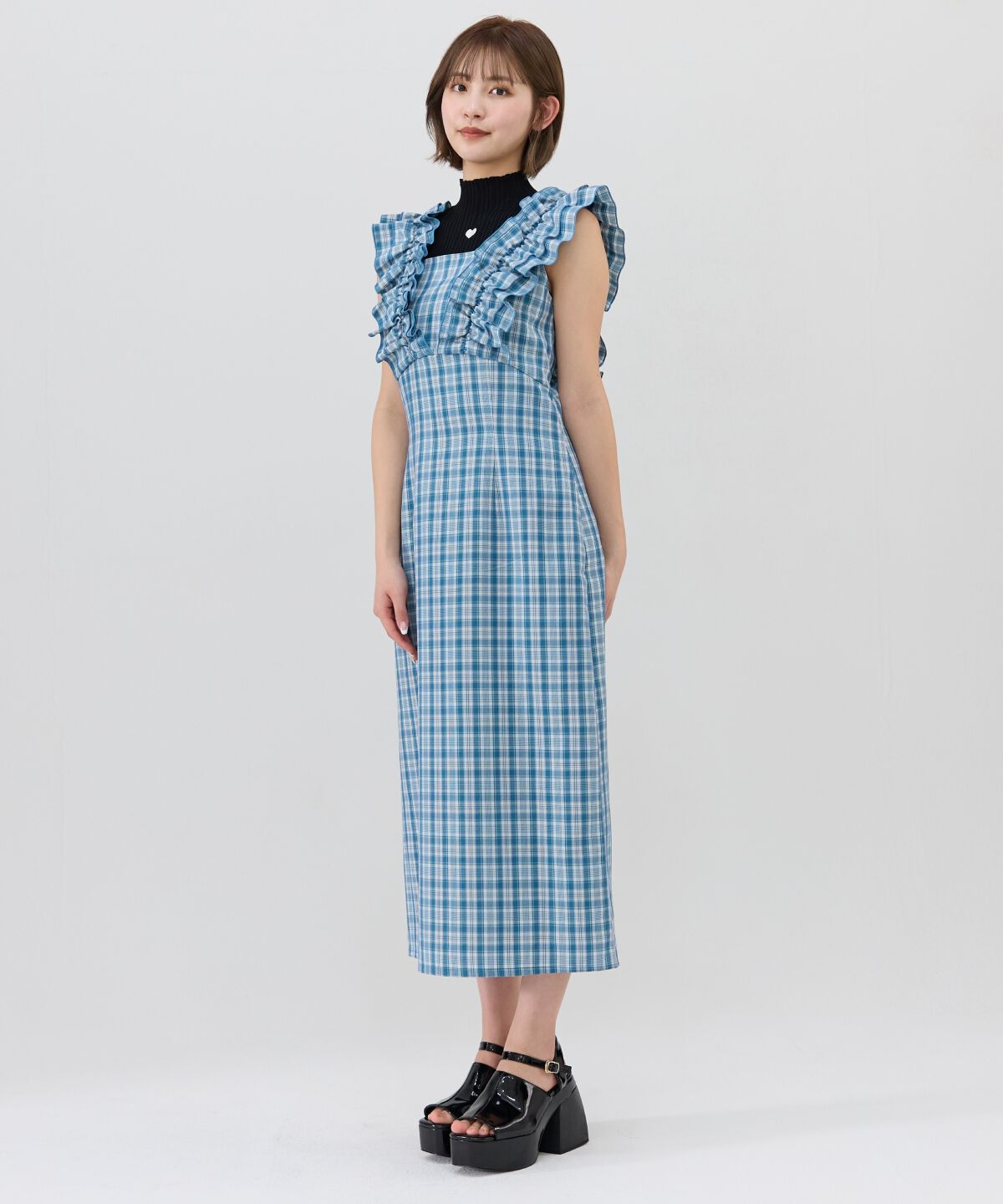 REDYAZEL「2wayフリルショルダーチェックワンピース」|ワンピース|