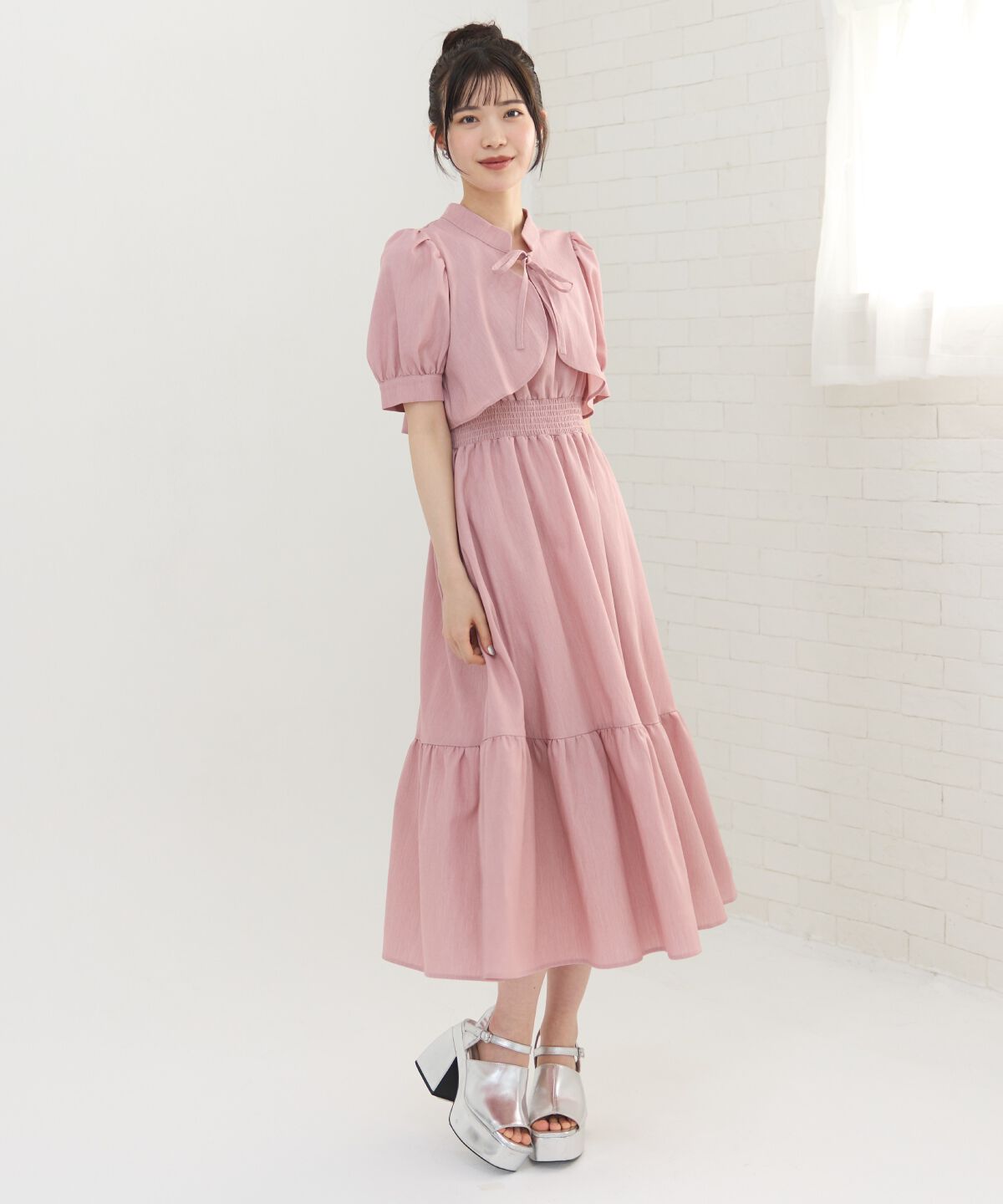 REDYAZEL「ボレロレイヤード風ティアードワンピース」|ワンピース|