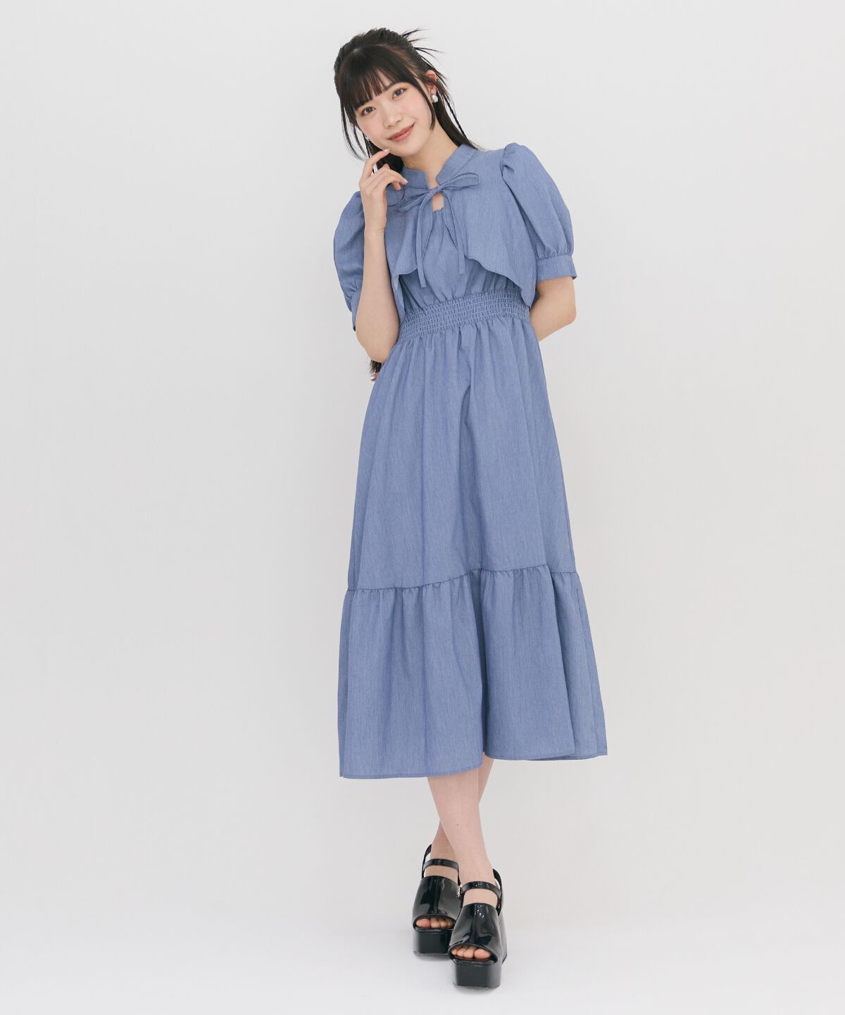 REDYAZEL「ボレロレイヤード風ティアードワンピース」|ワンピース|