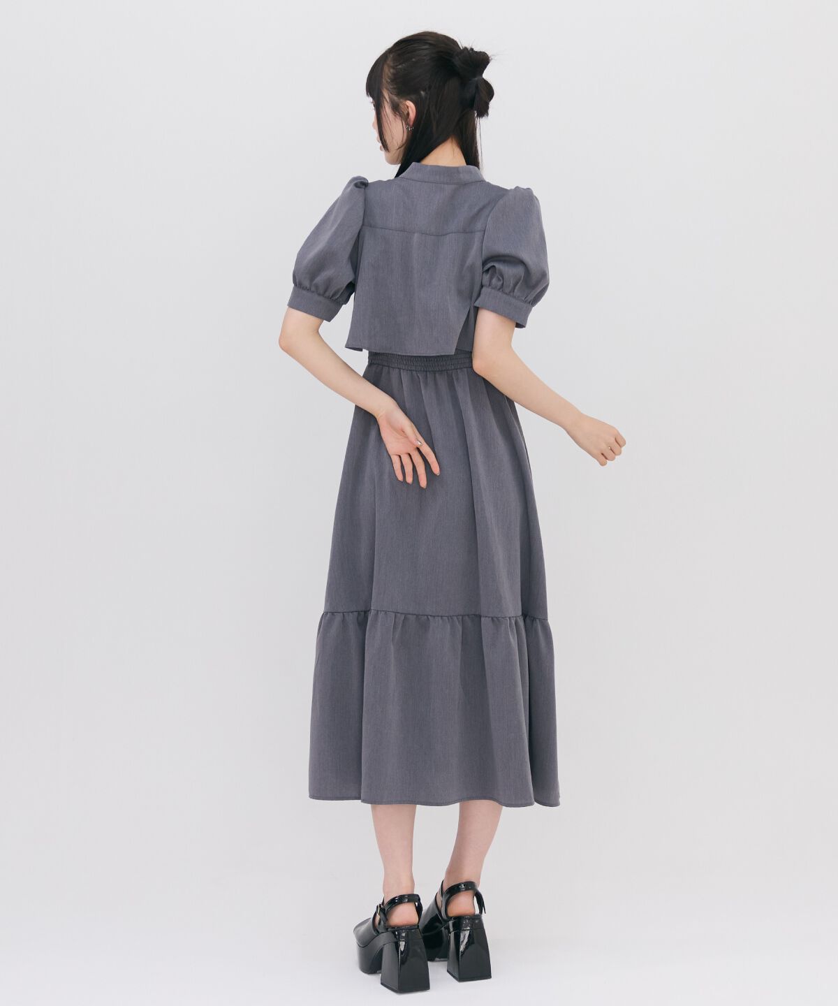 REDYAZEL「ボレロレイヤード風ティアードワンピース」|ワンピース|