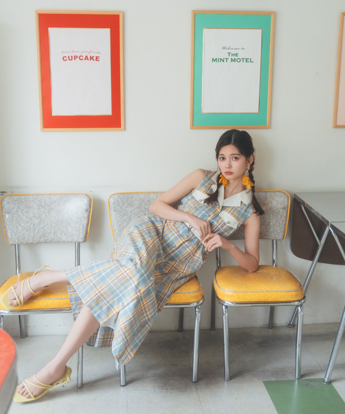 REDYAZEL「バイカラーチェックノースリーブシャツワンピース」|ワンピース|