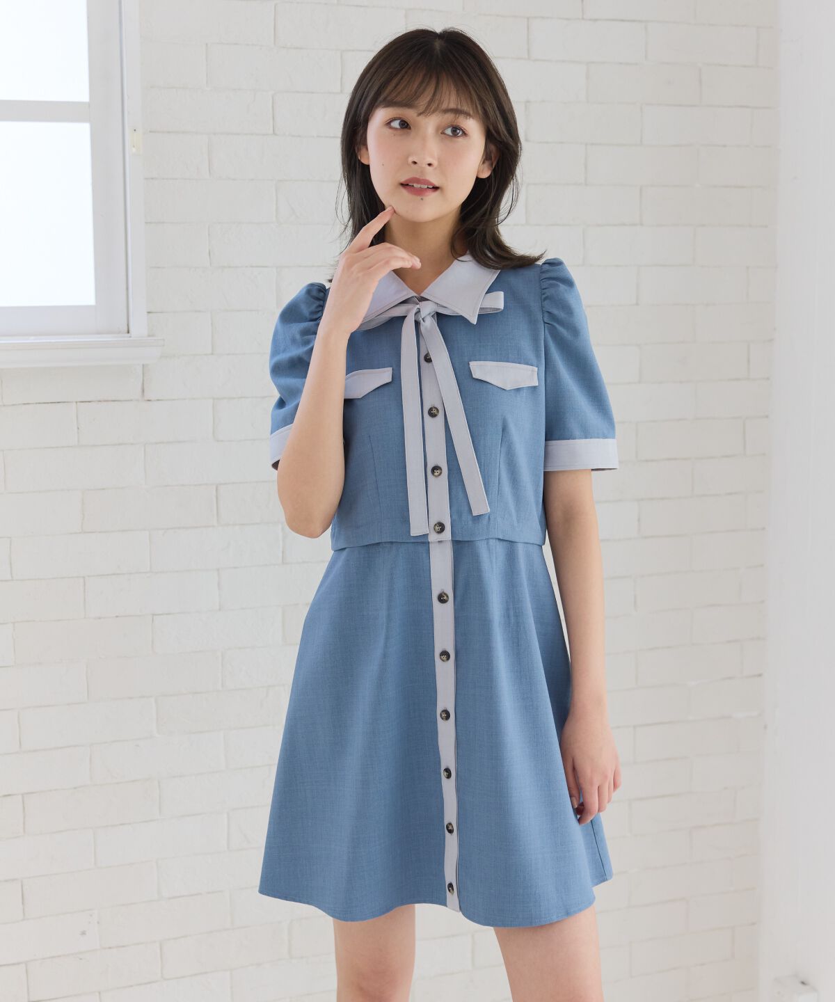 REDYAZEL「2WAYバイカラーミニワンピース」|ワンピース|ブルー