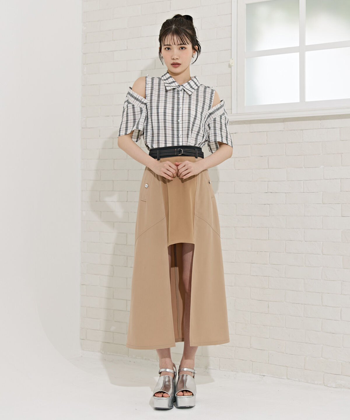 REDYAZEL「2WAYスリーブチェックトップス」|シャツ・ブラウス|