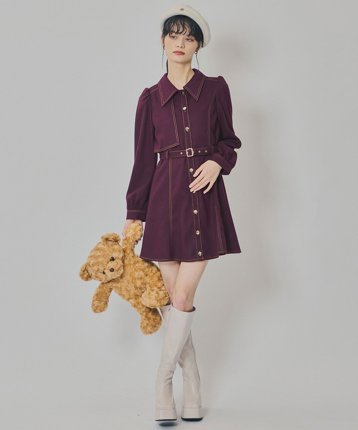 REDYAZEL「バイカラーステッチラインミニワンピース」|ワンピース|