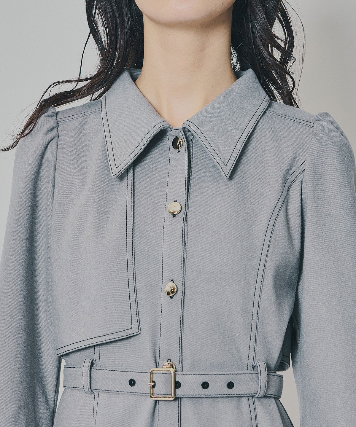 REDYAZEL「バイカラーステッチラインミニワンピース」|ワンピース|