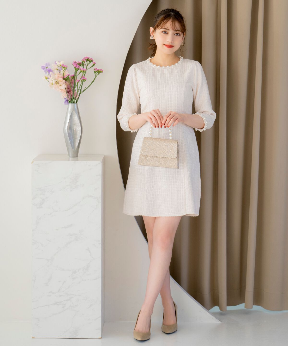 WILLSELECTION「パールツイードミニワンピース」|ドレス|