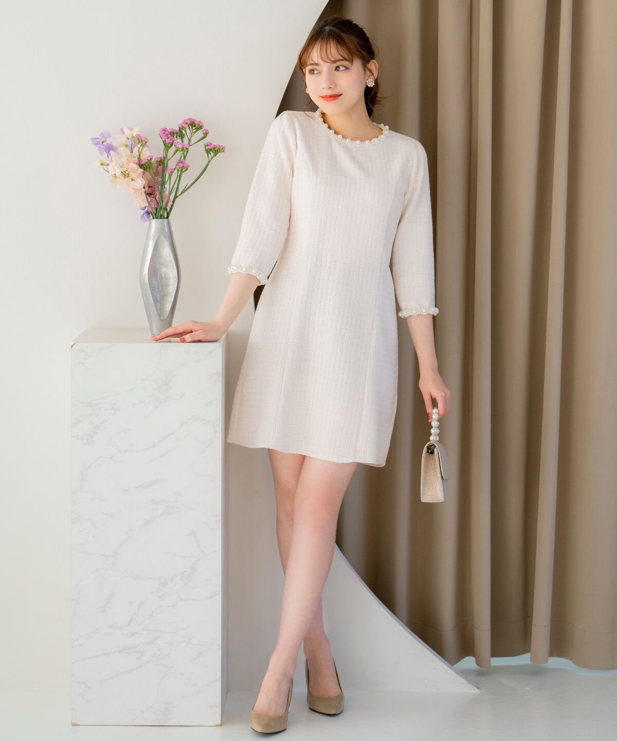 WILLSELECTION「パールツイードミニワンピース」|ドレス|