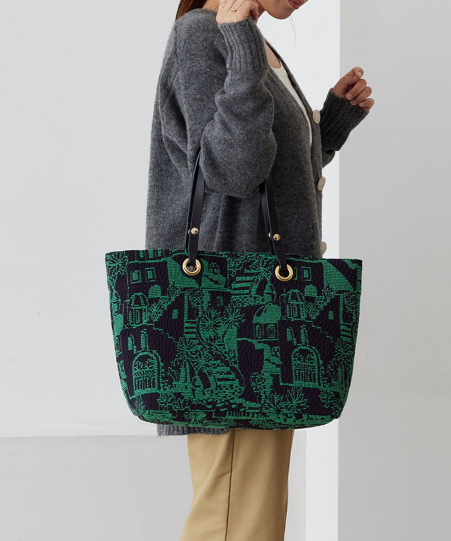 TOPKAPI TREASURE「【TREASURE TOPKAPI】ジャガード生地 総柄 A4 トートバッグ 」|トートバッグ|