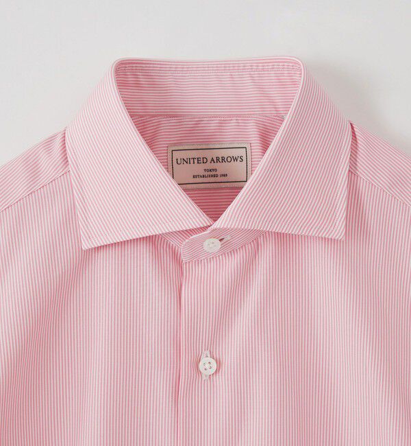 UNITED ARROWS「ALUMO/ピンク キャンディストライプ  ワイドカラーシャツ」|シャツ・ブラウス|