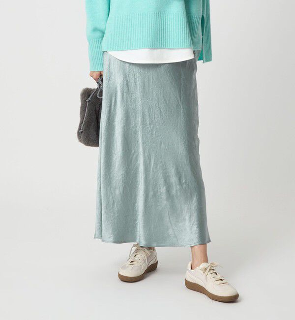 UNITED ARROWS green label relaxing「サテン ナロー スカート」|フレア|LT.BLUE
