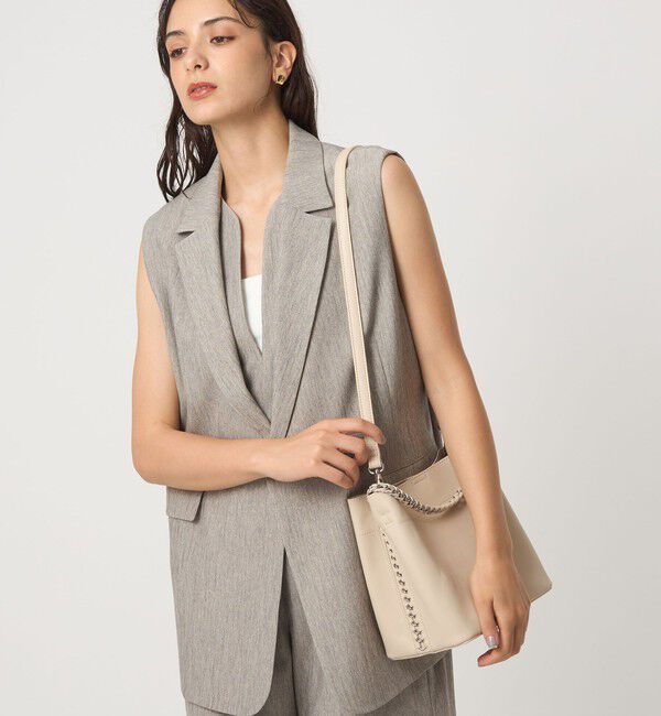 UNITED ARROWS green label relaxing「チェーンハンドル 2WAY スクエアバッグ ショルダーバッグ」|ショルダー・メッセンジャー|NATURAL