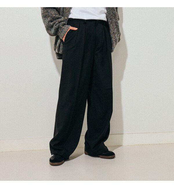 BEAMS「2プリーツ ワイド スラックス」|チノ|