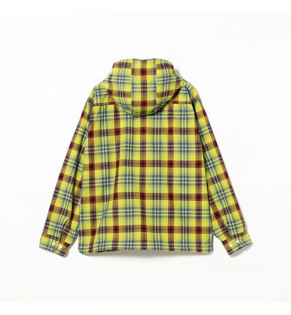 BEAMS「ワイドフィット リフレクター チェック フードシャツ」|シャツ・ブラウス|