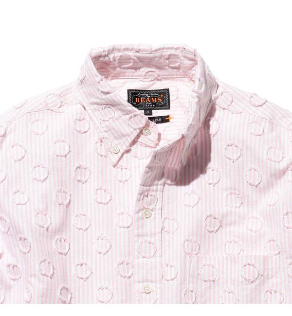 BEAMS PLUS「B.D. Classic-fit Burnout Dot Candy Stripe」|シャツ・ブラウス|