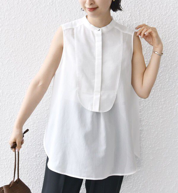 SHIPS for women「〈手洗い可能〉強撚ボイルノースリーブシャツ」|シャツ・ブラウス|