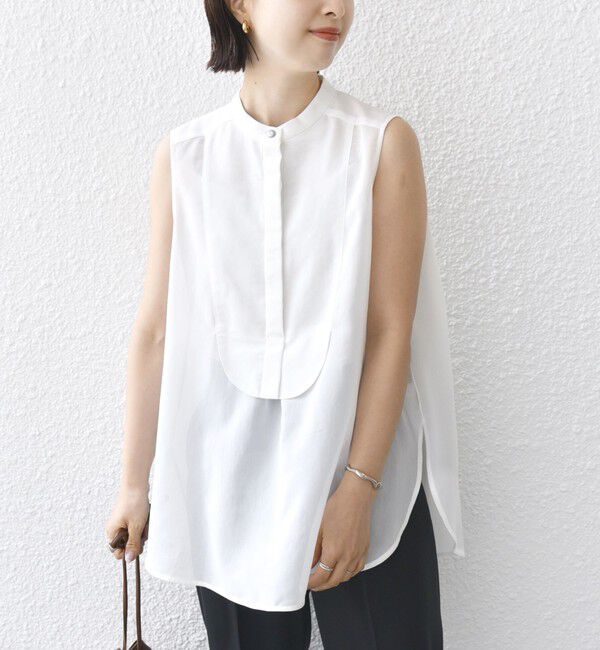 SHIPS for women「〈手洗い可能〉強撚ボイルノースリーブシャツ」|シャツ・ブラウス|