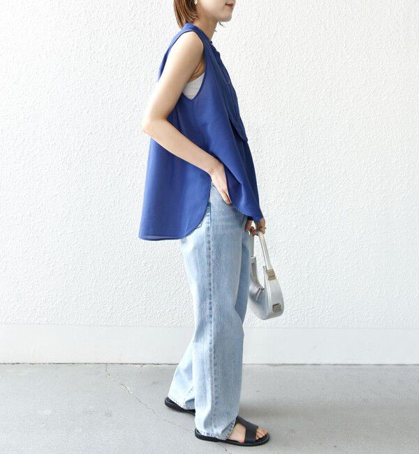 SHIPS for women「〈手洗い可能〉強撚ボイルノースリーブシャツ」|シャツ・ブラウス|