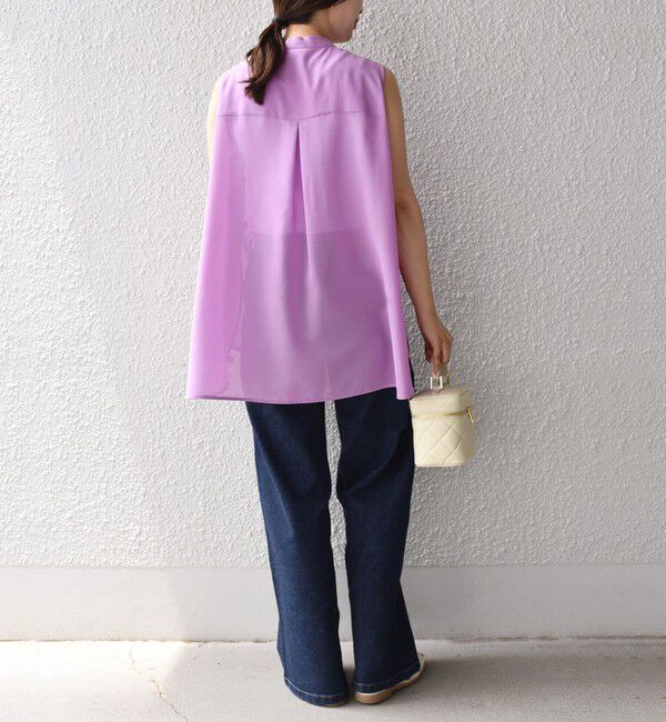 SHIPS for women「〈手洗い可能〉強撚ボイルノースリーブシャツ」|シャツ・ブラウス|