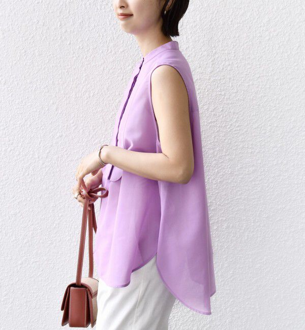 SHIPS for women「〈手洗い可能〉強撚ボイルノースリーブシャツ」|シャツ・ブラウス|